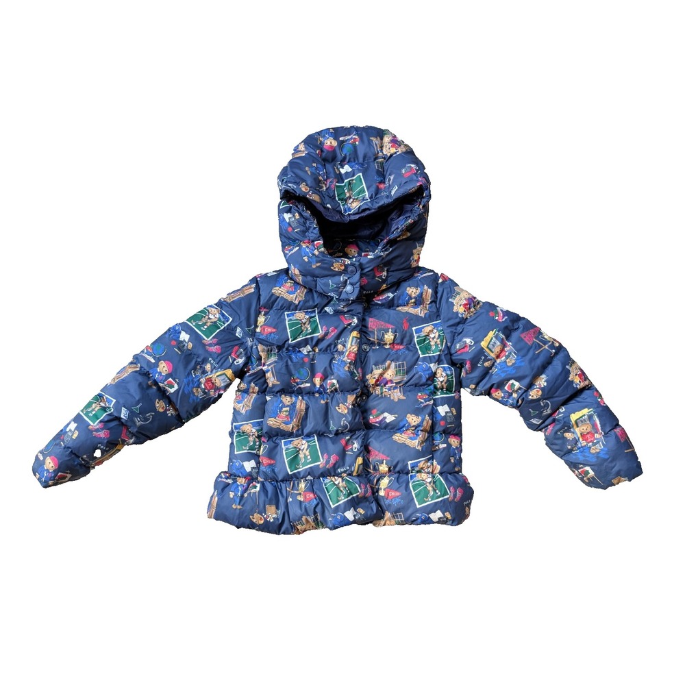 Polo Ralph‎ Lauren Kids Size 6 Coat Teddy Bear Puffer Down Blue READ